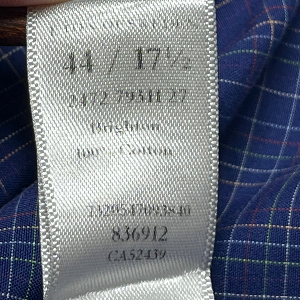 Eton Button Down Mens XL Blue Micro Check Contemporary Fit Cotton Dress Shirt - Picture 6 of 11